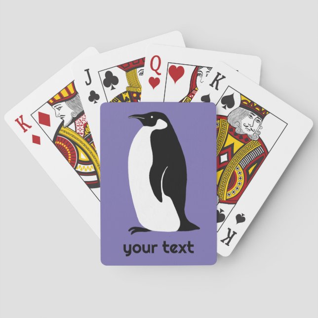 Baraja De Cartas Pingüino morado PERSONALIZADO blanco negro (Reverso)
