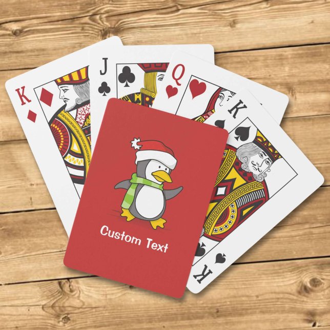 Baraja De Cartas Pingüino navidad caminando sobre la nieve (Subido por el creador)