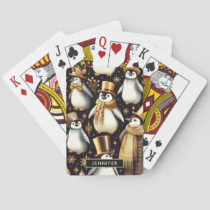 Baraja De Cartas Pingüino negro y dorado