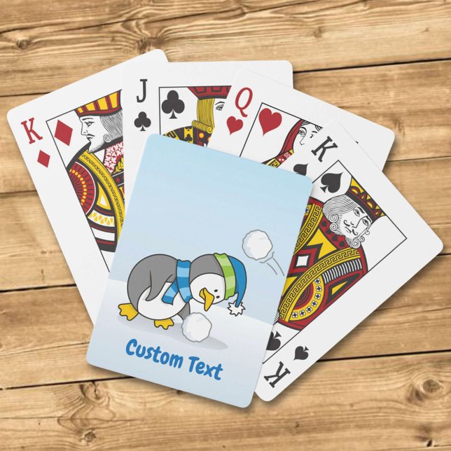 Baraja De Cartas Pingüino pequeño jugando a la bola de nieve (Subido por el creador)