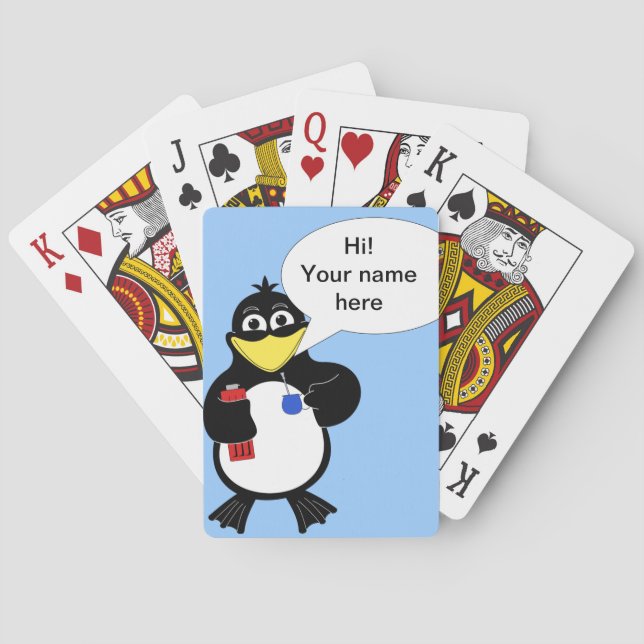 Baraja De Cartas pingüino personalizado (Reverso)