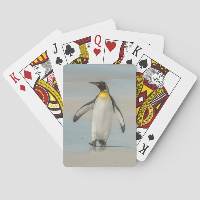Baraja De Cartas Pingüino que camina en la playa (Reverso)