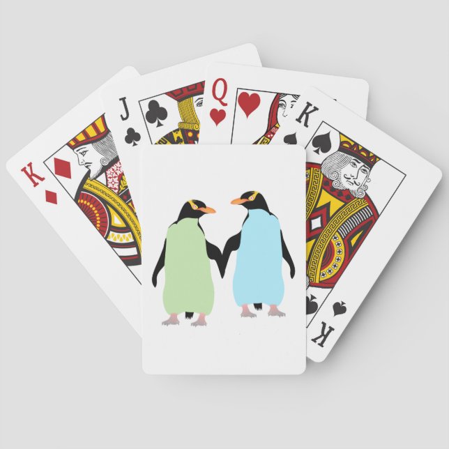 Baraja De Cartas Pingüinos del Orgullo Gay con las manos (Reverso)