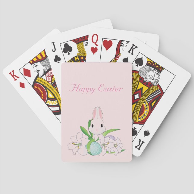 Baraja De Cartas Pink Cute Happy Easter Bunny (Reverso)