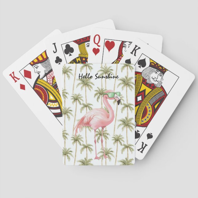 Baraja De Cartas Pink Flamingo Palm Trees (Reverso)