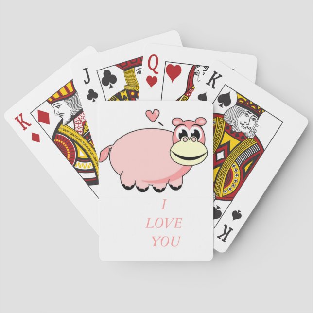 Baraja De Cartas Pink Hippo Love (Reverso)