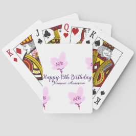 Baraja De Cartas Pink mauve floral 15th birthday quinceanera name d