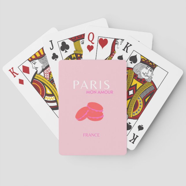 Baraja De Cartas Pink Paris Travel Art Macarons Preppy (Reverso)