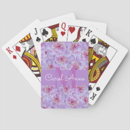 Baraja De Cartas Pink Peonies Morado Monograma Floral