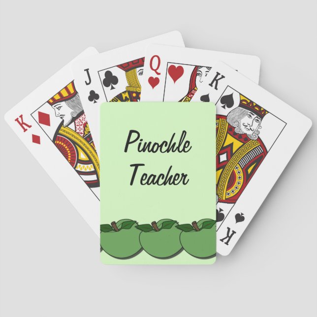 Baraja De Cartas Pinochle Teacher Green Apples Bicycle Card (Reverso)