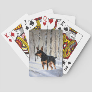 Baraja De Cartas Pinscher Miniatura Deja que nieve Navidad
