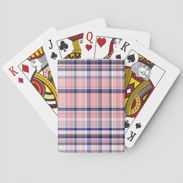 Baraja De Cartas Pintada Madras de la pinza azul azul de la marina  (Reverso)