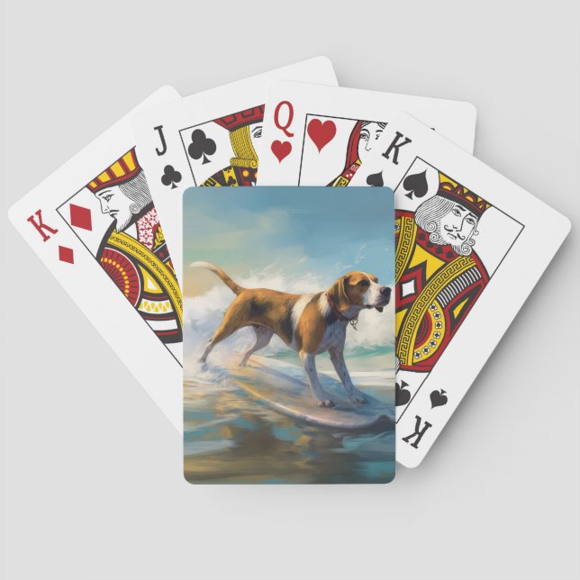Baraja De Cartas Pintado americano de Surf Engligh Foxhound Beach (Reverso)