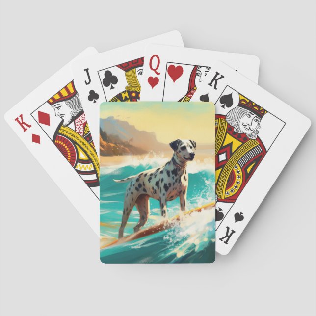 Baraja De Cartas Pintado de Dalmation Beach Surfing (Reverso)
