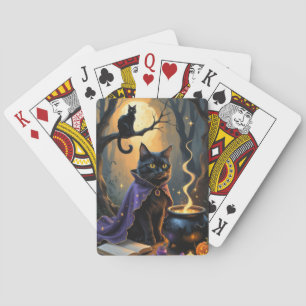 Baraja De Cartas Pintado de Halloween de gato negro