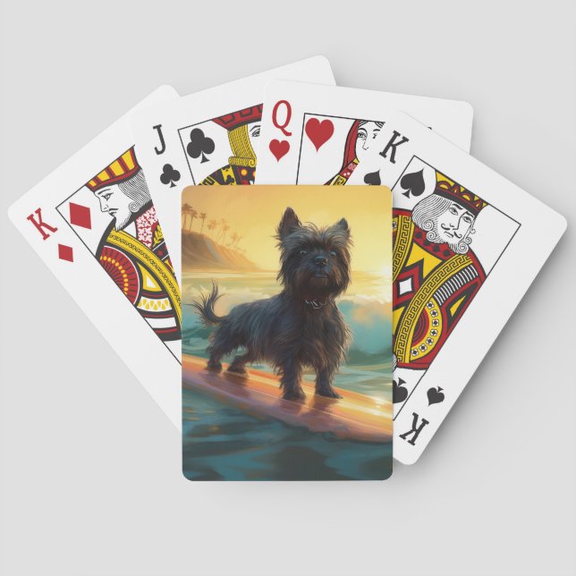 Baraja De Cartas Pintado de surf Affenpinscher Beach (Reverso)
