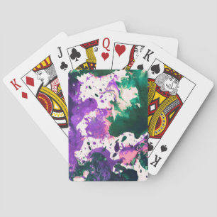 Baraja De Cartas Pintura abstracta de color verde y púrpura