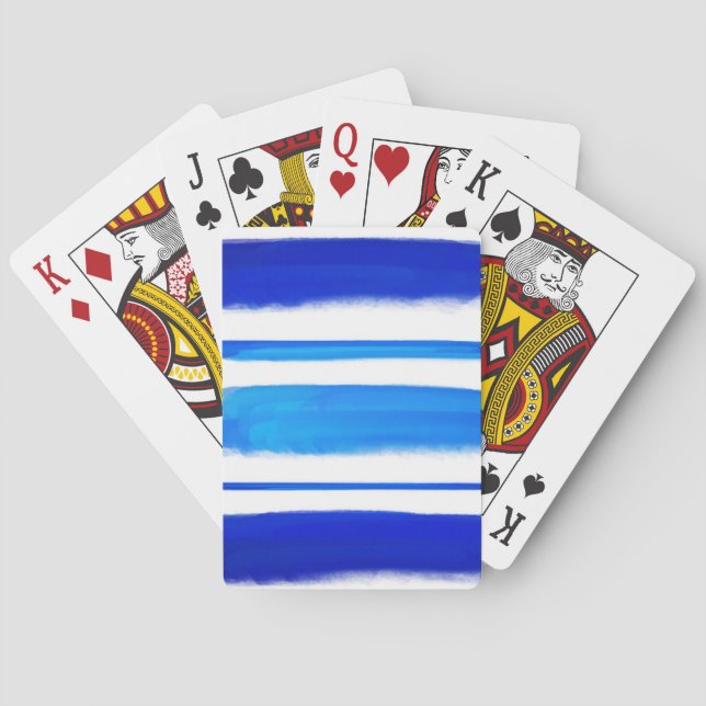 Baraja De Cartas Pintura abstracta de retro azul (Reverso)