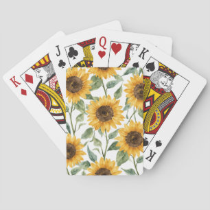 Baraja De Cartas Pintura Acuarela Floral Amarilla Girasoles