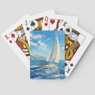 Baraja De Cartas Pintura al impasto de barco de vela 