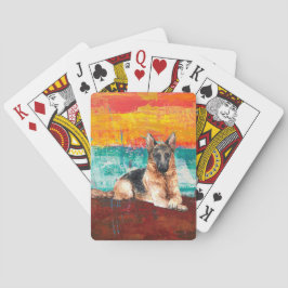 Baraja De Cartas Pintura artística de pastores alemanes abstractos