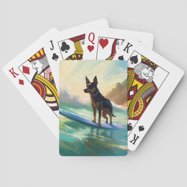 Baraja De Cartas Pintura australiana de surf en Kelpie Beach (Reverso)
