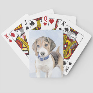 Baraja De Cartas Pintura Beagle - Arte Perro Original Cuto