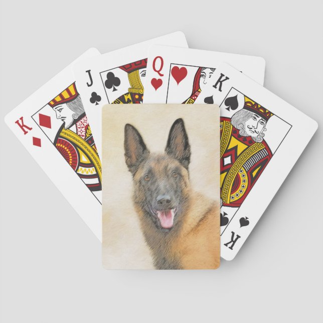 Baraja De Cartas Pintura belga malinois - Arte original del perro (Reverso)