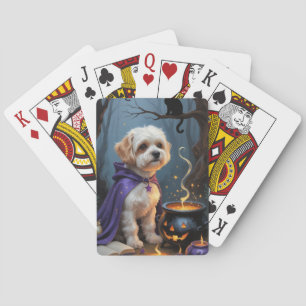 Baraja De Cartas Pintura caprichosa de Halloween de perro Bichon Fr