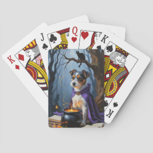 Baraja De Cartas Pintura caprichosa de Halloween del terrier austra