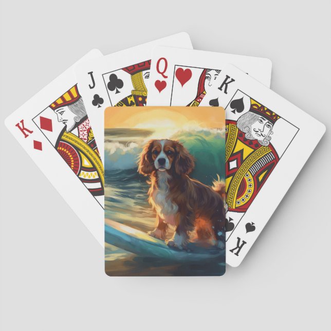 Baraja De Cartas Pintura Cavalier King Beach para surf (Reverso)