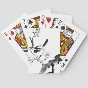 Baraja De Cartas Pintura china, flor del ciruelo y pájaro