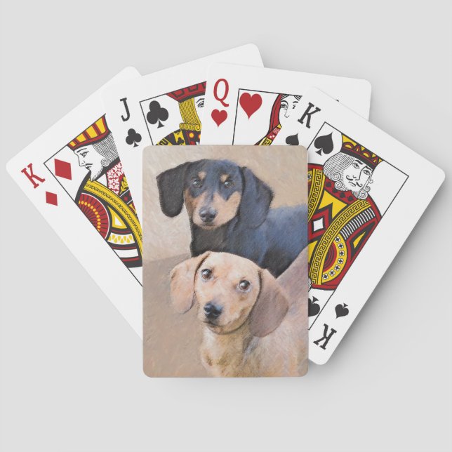Baraja De Cartas Pintura Dachshund (suave) - Arte Perro Original (Reverso)
