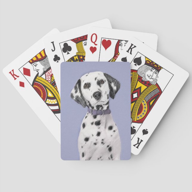 Baraja De Cartas Pintura dálmata - Arte de perro original (Reverso)