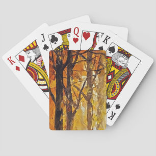 Baraja De Cartas Pintura de aceite de resumen forestal