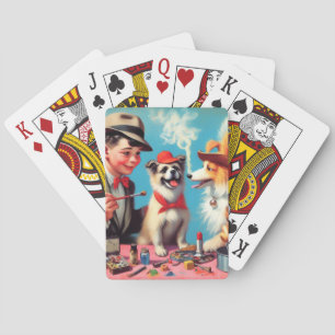 Baraja De Cartas Pintura de aceite retro Perros felices