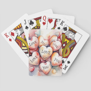 Baraja De Cartas Pintura de acuarela corazones juegos románticos Te
