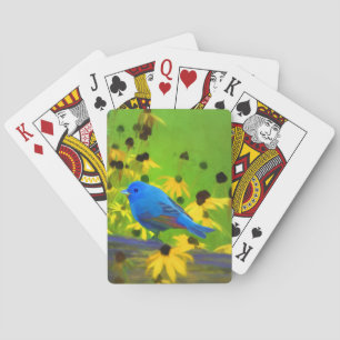 Baraja De Cartas Pintura de amarre índigo - Arte original de aves