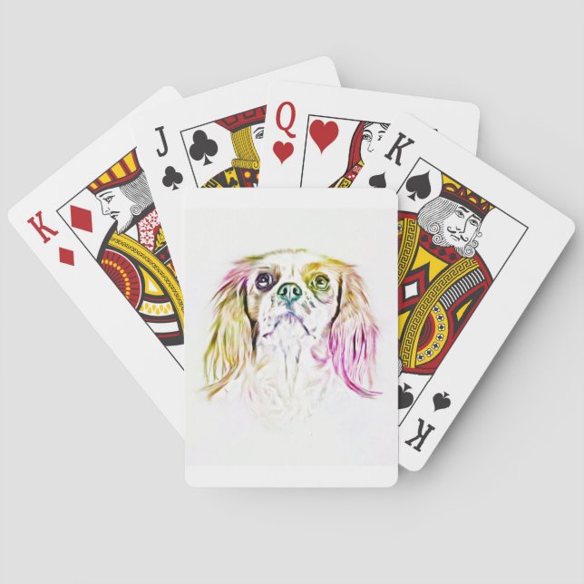 Baraja De Cartas Pintura de arte canino Cavalier King Charles Spani (Reverso)