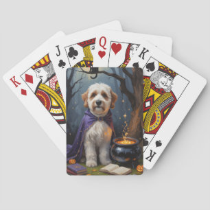 Baraja De Cartas Pintura de Bernedoodle Dog Whimsical Halloween