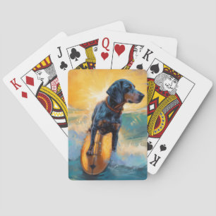 Baraja De Cartas Pintura de Bluetick Coonhound Beach Surfing