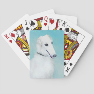 Baraja De Cartas Pintura de Borzoi (blanco) - Arte de perro origina