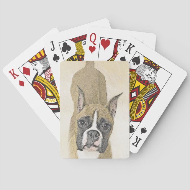 Baraja De Cartas Pintura De Boxer - Arte De Perro Original Cuto (Reverso)