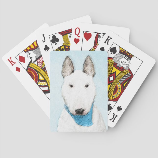 Baraja De Cartas Pintura de Bull Terrier - Arte de Perro Original. (Reverso)