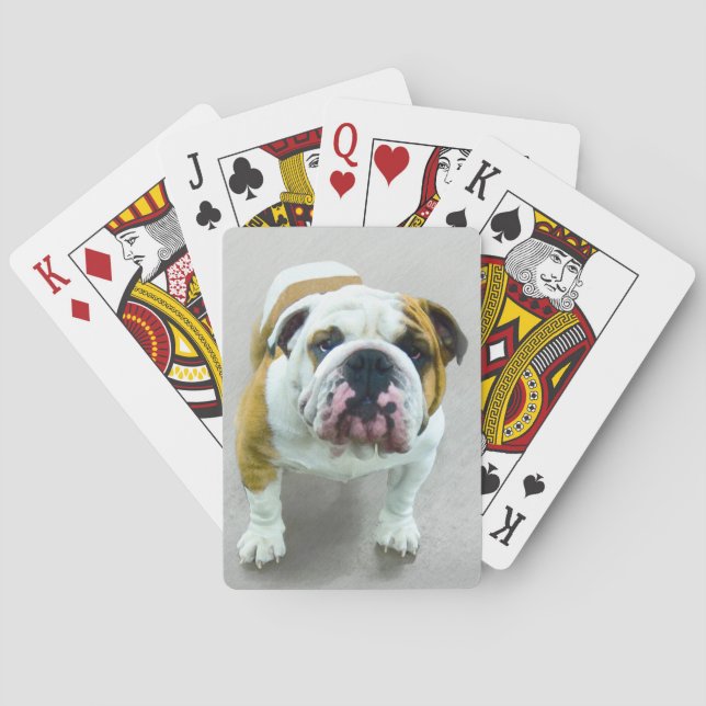 Baraja De Cartas Pintura de Bulldog: adorable arte original del per (Reverso)