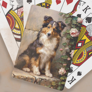 Baraja De Cartas Pintura de cachorro de perro Collie lindo