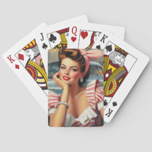 Baraja De Cartas Pintura de Chica hermosa de época