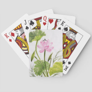Baraja De Cartas Pintura De Color De Agua De Las Flores De Lotus 2