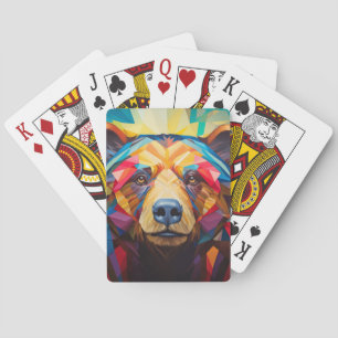 Baraja De Cartas Pintura de color de un retrato animal de oso pardo