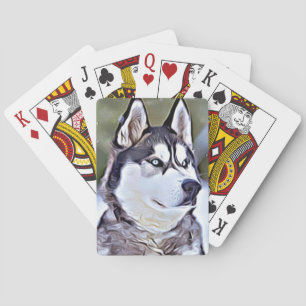 Baraja De Cartas Pintura de Digitaces del husky siberiano